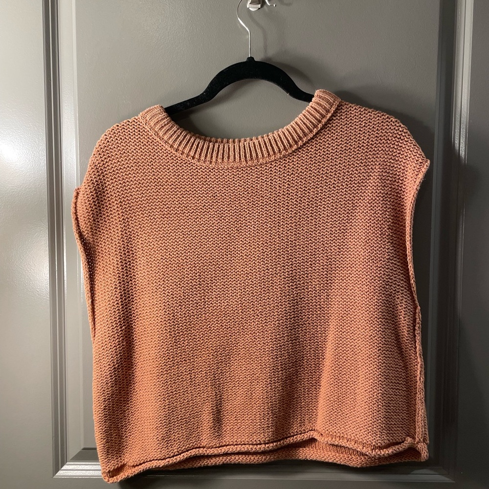 Free People Burnt Orange Sleeveless Boxy Sweater